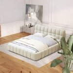 Sureh - lit 160 x 200 avec sommier, lit 2 personnes avec tte de lit et bords rembourrs, lit double ...