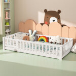 Sureh - lit enfant lit au sol 90x200 cm d'inspiration montessori, avec barri�res de protection, lit � ...