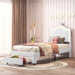 Sureh - lit fille 90 x 200 avec led et tiroirs, lit princesse avec tête de lit rembourrée et sommier ... Sureh - lit fille 90 x 200 avec led et tiroirs, lit princesse avec tête de lit rembourrée et sommier ...