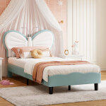 Sureh - lit fille 90 x 200 avec sommier, lit enfant rembourr� avec lampe de lecture led flexible, lit ...