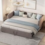 Sureh - lit gigogne 90 / 180x200cm, canap lit extensible, lit capitonn canap, lit multifonctionnel ...