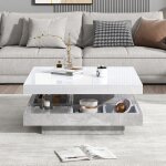 Sureh - table basse double fonctionnelle avec plateau brillant plateau pivotant à 360°, double plateau ... Sureh - table basse double fonctionnelle avec plateau brillant plateau pivotant à 360°, double plateau ...