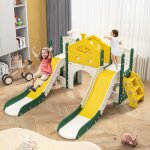 Toboggan pour enfants, jouet d'escalade toboggan 7 en 1 avec espace de rangement et 2 toboggans, t�lescope, ...