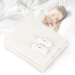Surmatelas chauffant, chauffe lit, double, 160 x 140 cm, 2x60w, blanc, commande manuelle, polyester, ...