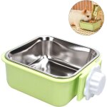 Suspendre gamelle pour animal cage, amovible inoxydable gamelle 2 en 1 gamelle eau chien pour chiot chat ...