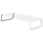 Ansan support d'cran rehausse d'cran bureau table d'ordinateur verre blanc - svita
