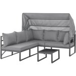 Maui salon de jardin salon avec toit canap� d'ext�rieur chaise de plage �lot de soleil gris clair - svita ...