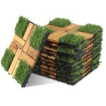 Swanew - lot de 11 dalles en bois dalles de terrasse avec gazon synthétique 1 m², 30 x 30 cm, dalles ... Swanew - lot de 11 dalles en bois dalles de terrasse avec gazon synthétique 1 m², 30 x 30 cm, dalles ...