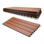 Swanew - 1m dalles de jardin clipsables en bois composite wpc brun 60 x 30cm type mosaque revtement ...