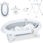 Swanew - baignoire bébé avec support 85cm - baignoire bébé pliable avec bouchon&coussin de bain, gris ... Swanew - baignoire bébé avec support 85cm - baignoire bébé pliable avec bouchon&coussin de bain, gris ...