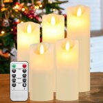 Bougies led lot de 5 de diffrentes tailles avec tlcommande lumire led vacillante bougie chandelle ...
