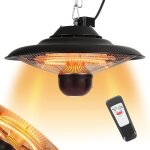 Swanew chauffage de terrasse 2000w noir radiateur suspendu infrarouge avec telecommande 2 niveaux de ...