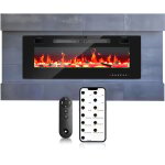 Swanew chemine electrique murale 750 / 1500w 12 couleurs de flamme led avec tlcommande et minuterie ...