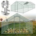 Swanew enclos poulailler grillag avec porte latrale et toit dme 24 m 3x8x2m