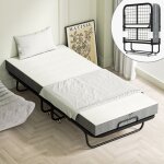 Swanew lit pliant lit d'appoint 90x200cm invité - pliant avec 4 roulettes universelles + matelas, cadre ... Swanew lit pliant lit d'appoint 90x200cm invité - pliant avec 4 roulettes universelles + matelas, cadre ...