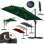 Parasol jardin dport, parasol parapluie - alu - 360 rotatif - 3 x 3 m - avec led - vert - swanew