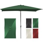 Parasol rectangulaire uv jusqu' uv30 + , inclinable 200x300cm, avec support, vert - swanew