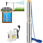 Swanew pompe pour puits profond 750w 4000l / h c�ble en acier inoxydable adapt� de 20 m