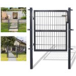 Portillon de jardin clture avec serrure et poigne portail en acier galvanis revtement en poudre anthracite ...