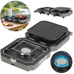 Swanew r�chaud � gaz de camping - double usage - camping r�chaud � gaz r�glable - 2 br�leurs - gris