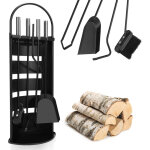 Swanew serviteur de chemine, ensemble 5 pices avec tisonnier, pelle  cendre, pinces, balai & support, ...