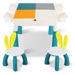 Swanew - table d'activits pour enfants avec 2 chaises , 251 pices de briques double face table d'activits ...