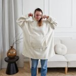 Sweat plaid fausse fourrure blanc