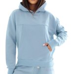 Sweat - shirt femme avec poche kangourou et capuche, ample premium, bleu m / l