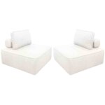 Sweeek - lot de 2 chauffeuses pour canapé modulable tissu bouclette crème 1 place bao, l 90 x p 90 x ... Sweeek - lot de 2 chauffeuses pour canapé modulable tissu bouclette crème 1 place bao, l 90 x p 90 x ...