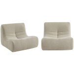 Sweeek - lot de 2 fauteuils chauffeuses en bouclette texture beige style contemporain 1 place