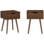 Sweeek - lot de 2 tables de chevet dcor bois teint noyer. 1 tiroir