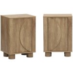 Sweeek - lot de 2 tables de chevet effet bois de manguier 1 porte r�versible pondi