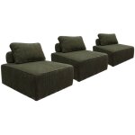 Sweeek - lot de 3 chauffeuses pour canap� modulables velours c�tel� vert fonc� avec un coussin