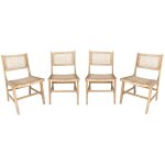 Lot de 4 chaises de jardin ocara. cannage et bois. l 61 x 51 x 85cm