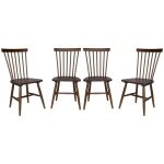 Lot de 4 chaises noyer � barreaux en bois d'h�v�a. romie. l 50. 8 x p 44. 2 x h 90cm.