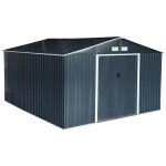 Abri de jardin en m�tal - slack - 12. 99 m� anthracite - deux portes coulissantes. kit de fixation sol ...