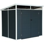 Abri de jardin plastique 4. 55 m². anthracite. avec toiture monopente skylight. fenêtre et grande porte ... Abri de jardin plastique 4. 55 m². anthracite. avec toiture monopente skylight. fenêtre et grande porte ...