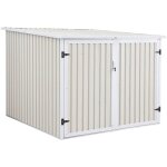 Sweeek - abri � v�lo, rangement 4 v�los, beige en acier galvanis�, l 203 x p 198 x h 157 cm