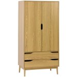 Sweeek - armoire dressing vintage effet frne 2 portes, 2 tiroirs, 1 tringle