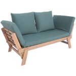 Banquette de jardin kaki 2 / 3 places jalance. accoudoirs modulables 155 / 200x72x74. 5cm