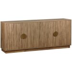 Sweeek - buffet exotique 4 portes. effet bois de manguier rainur. buffet bas. poignes en mtal dor. ...