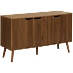 Sweeek - buffet de rangement effet bois de noyer 3 portes et 3 tagres. buffet bas. 120cm