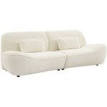 Sweeek - canapé 3 places en bouclette blanche l 265 x p 114 x h 85cm - nia Sweeek - canapé 3 places en bouclette blanche l 265 x p 114 x h 85cm - nia