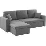 Sweeek - canap� d'angle convertible r�versible compact 3 places en tissu, l 213, 5 x p 136, 5 x h 83cm, ...