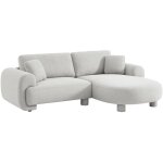 Sweeek - canap� d'angle droite 3 places tissu, pieds ronds l 231 x p 160 / 88 cm - zenio en tissu gris ...