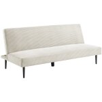Sweeek - canapé banquette convertible 3 places velours côtelé piétement métal l 180 x p 100 x h 74, 5 ... Sweeek - canapé banquette convertible 3 places velours côtelé piétement métal l 180 x p 100 x h 74, 5 ...