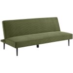 Sweeek - canap� banquette convertible 3 places velours c�tel� pi�tement m�tal l 180 x p 100 x h 74, 5 ...