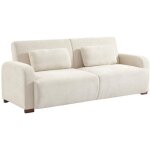 Sweeek - canapé convertible 3 places tissu l 211 x p 92 x 85cm - dany en polyester blanc cassé Sweeek - canapé convertible 3 places tissu l 211 x p 92 x 85cm - dany en polyester blanc cassé