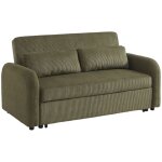 Sweeek - canap� convertible arrondi 2 places velours c�tel� l 168 x p 90 x h 88cm - lino en velours c�tel� ...