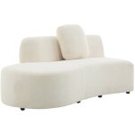 Sweeek - canap virgule organique gauche 2 - 3 places bouclette blanche l 171 x p 93 x h 68cm - wave